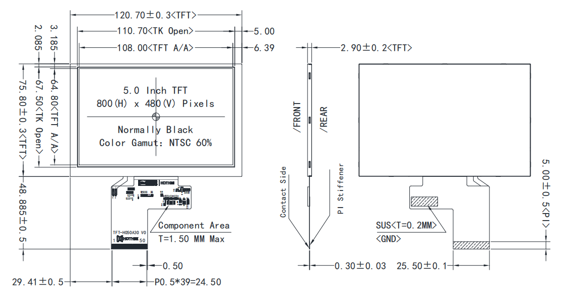 HOTLCD 5.0 inch ultra high brightness TFT LCD display .png