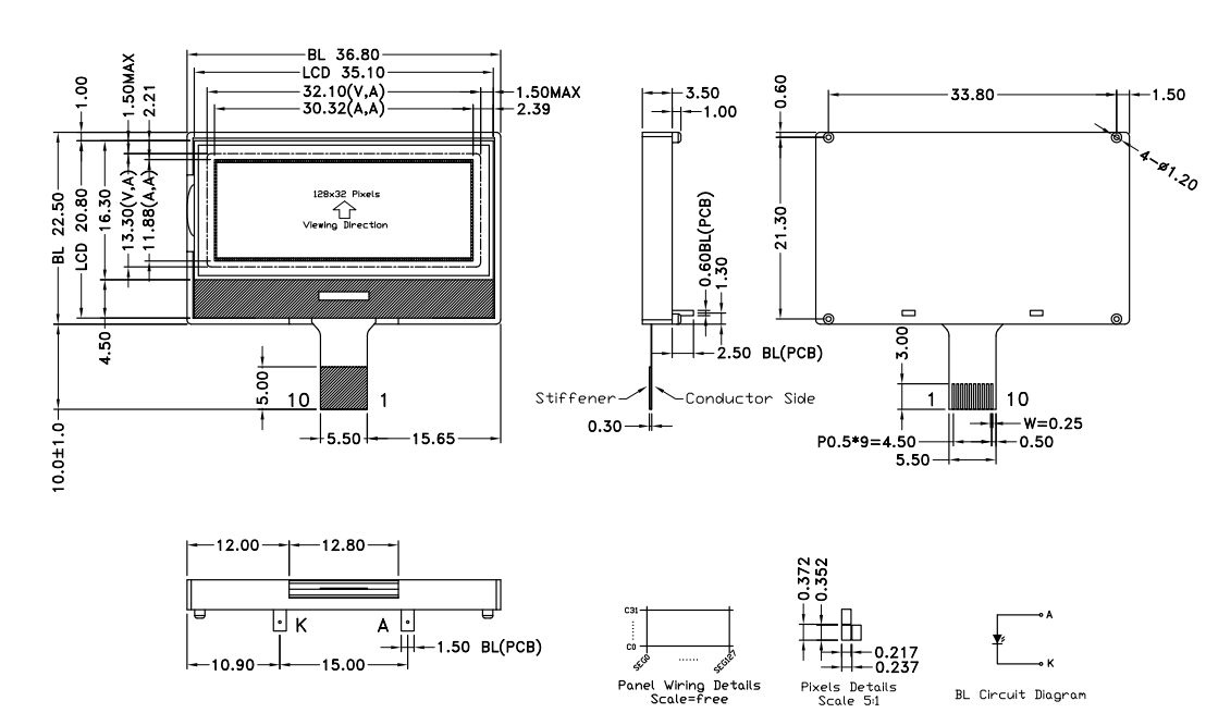 HOTLCD 128×32 Graphic COG LCD Display Transflective.png
