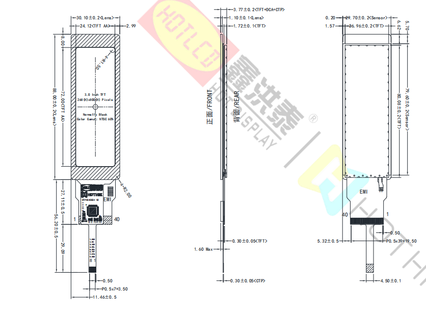 HOTLCD 3.0 inch 268×800 Capacitive Touch TFT LCD Display (9).png